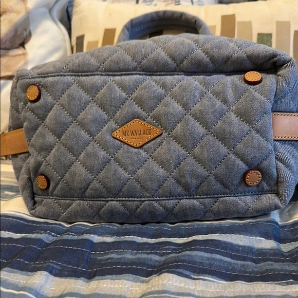 MZ Wallace Blue Quilted Satchel with Diamond Stitching